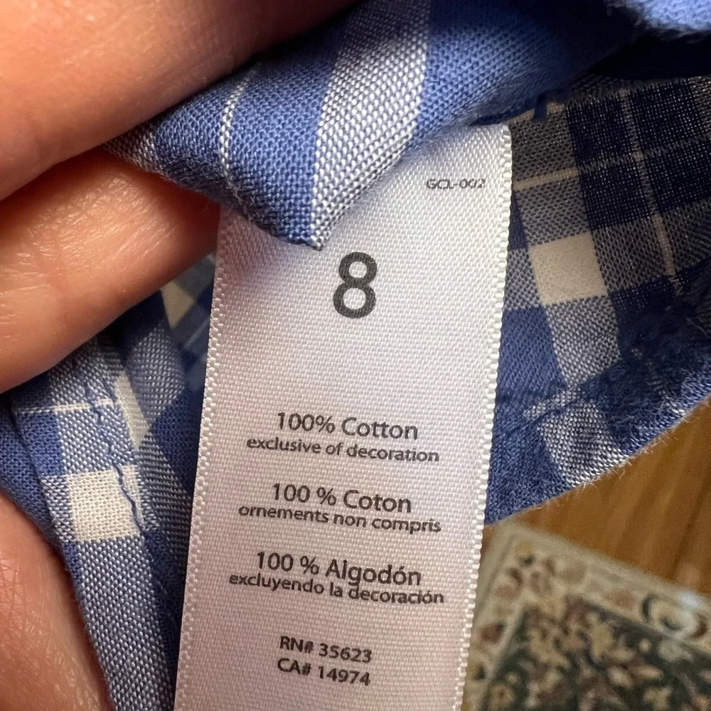 Carter’s boys blue plaid button down shirt size 8